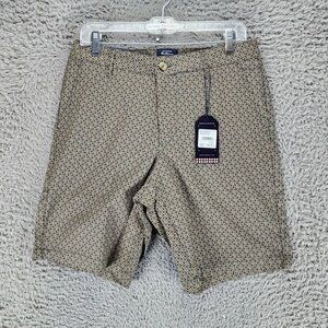 Ben Sherman Shorts Mens 30 Tan & Navy Blue Stretch Mid Rise Regular Fit *NWT*